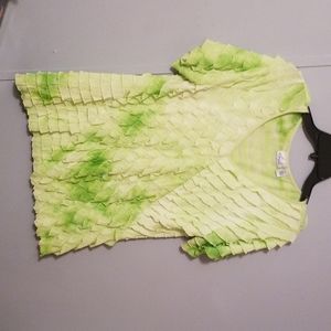 Green Ruffled V-Neck Top
